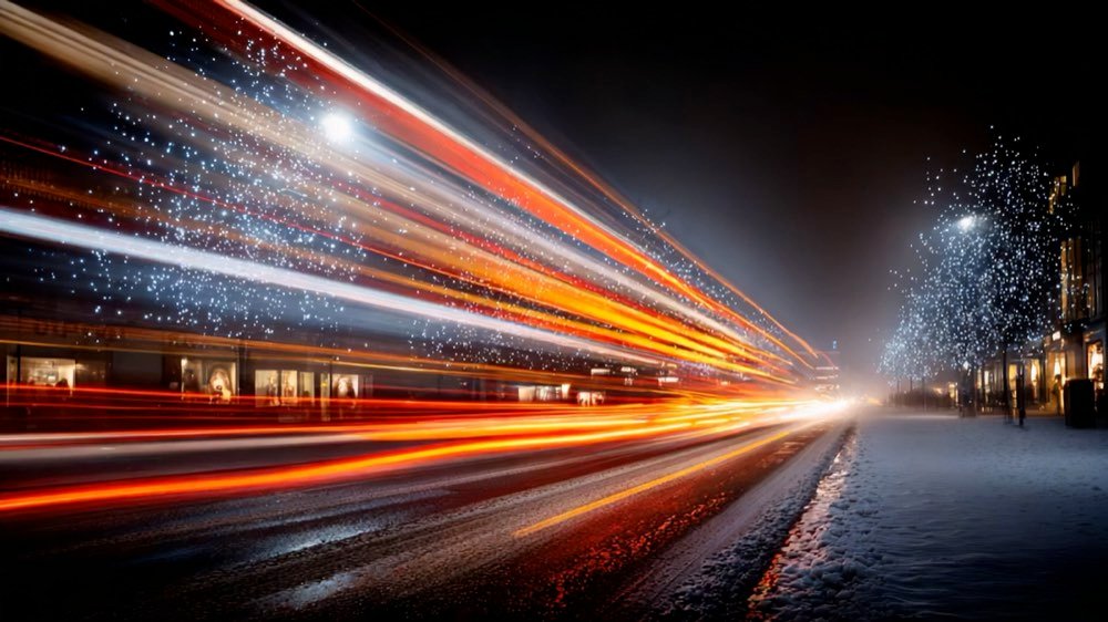 Speed ramp, night light trails